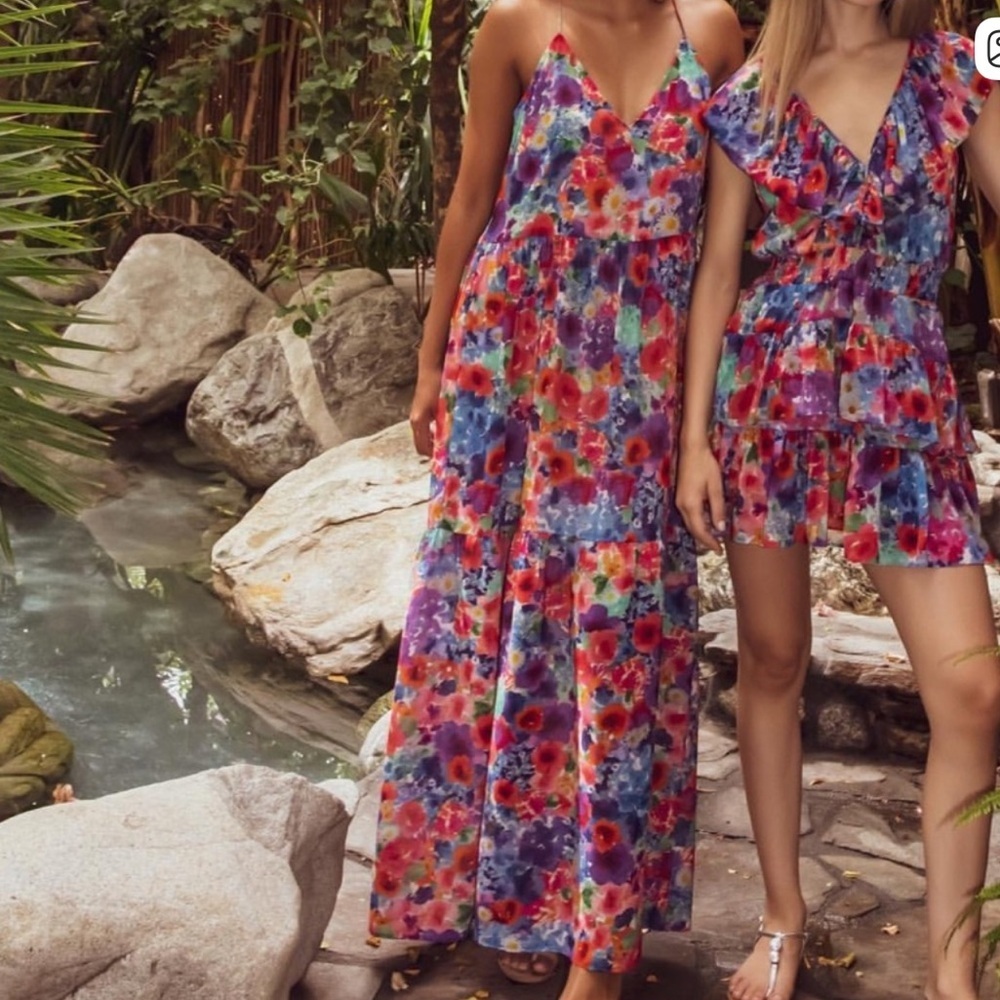 Lavender Brown floral print sleeveless Dress